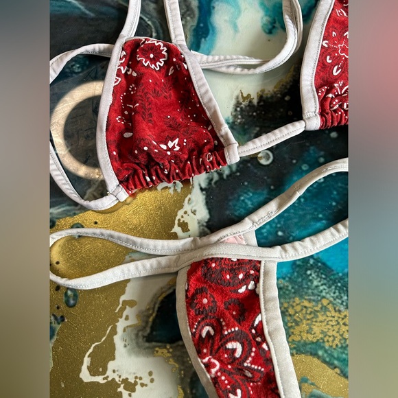 Suede Leather t back bikini custom made new small - Picture 2 of 6